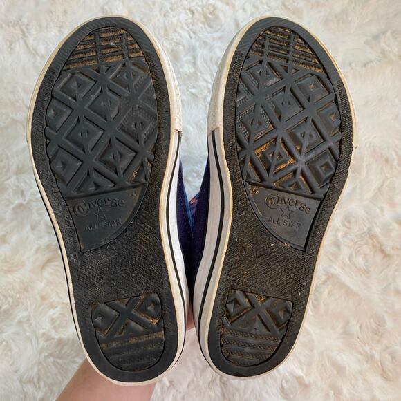 Converse All Star Slip On Sneakers Junior Size 2 Unisex Red White and Blue Shoes - Picture 10 of 11